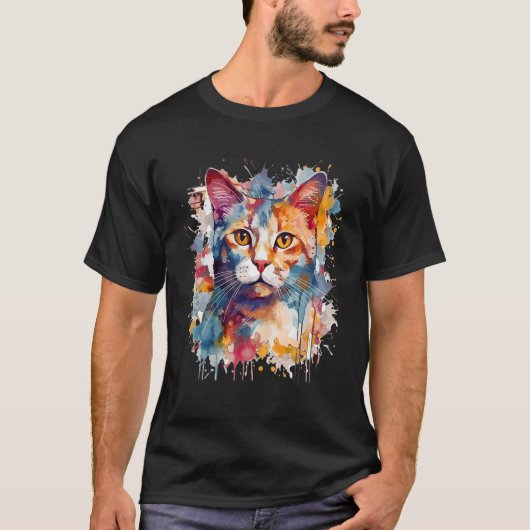 T-shirt Artwork Chat Splash Animal Visage Chat Kitty Lo (Devant)