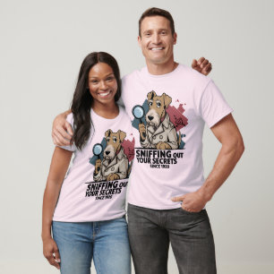 T-shirt Artwork de chien détective Airedale Terrier