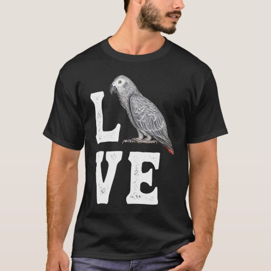 T-shirt Artwork de perroquets gris africains (Devant)