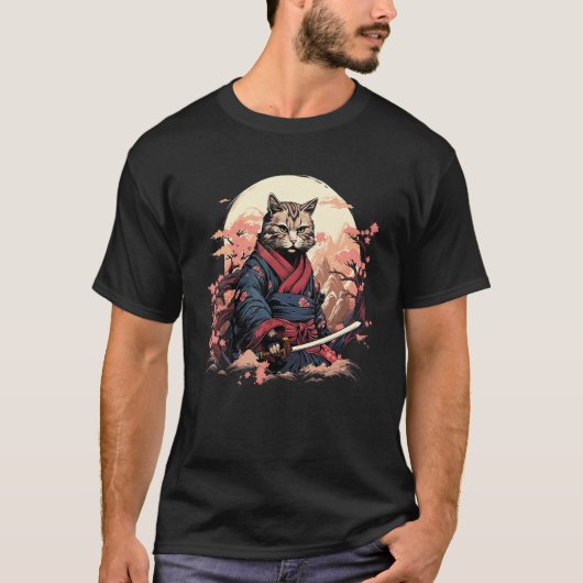 T-shirt Artwork Ninja Cat Samouraï (Devant)