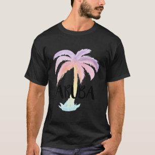 T-shirt Aruba Aquarelle Palm Tree Summer Pastel