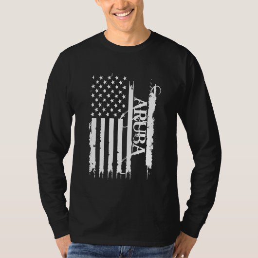 T-shirt Aruba États-Unis en détresse avec le drapeau améri (Devant)