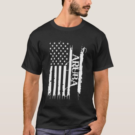 T-shirt Aruba États-Unis en détresse avec le drapeau améri (Devant)