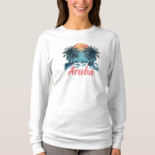 T-shirt Aruba Island Design (Version 2) - Long-Sleev de ba (Devant)