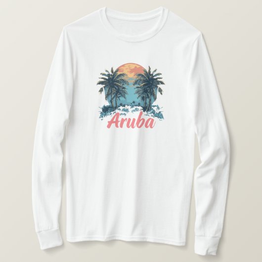 T-shirt Aruba Island Design (Version 2) - Long-Sleev de ba (Design devant)