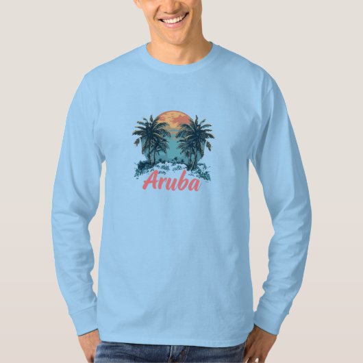 T-shirt Aruba Island Design (Version 2) - Long-Sleev de ba (Devant)