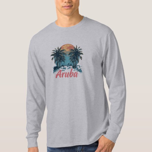 T-shirt Aruba Island Design (Version 2) - Long-Sleev de ba (Devant)