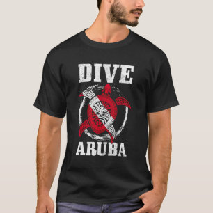 T-shirt Aruba Plongée Drapeau Tortue de mer Plongée Plongé