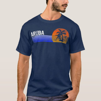 T-shirt Aruba Souvenir Retro Coucher de soleil Voyage été 