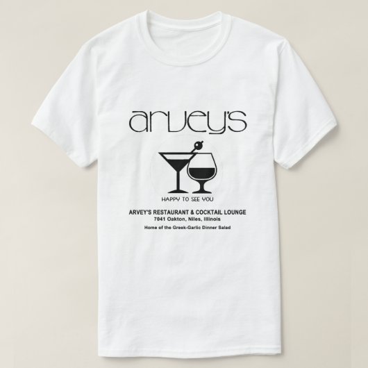 T-shirt Arvey's Restaurant & Cocktail Lounge, Niles, IL (Design devant)