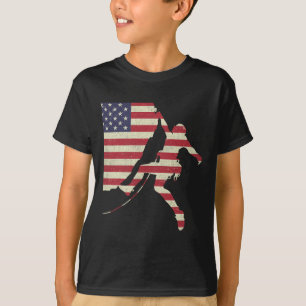 T-shirt Ascension de roche de drapeau américain patriotiqu