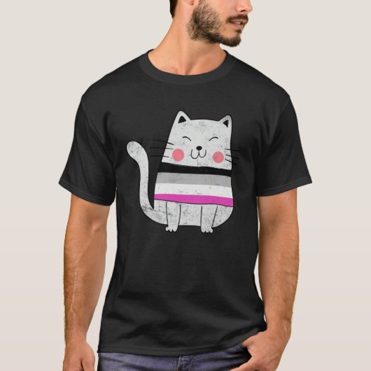 T-shirt Asexual Flag LGBTQ Cats Pride Cat (Devant)