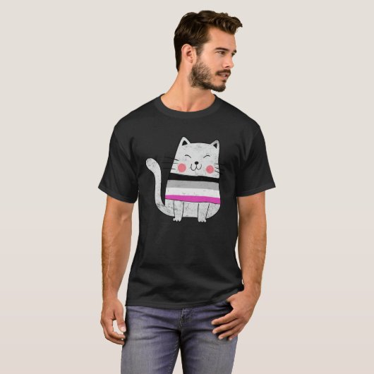 T-shirt Asexual Flag LGBTQ Cats Pride Cat (Devant entier)