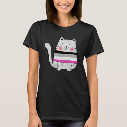 T-shirt Asexual Flag LGBTQ Cats Pride Cat (Devant)