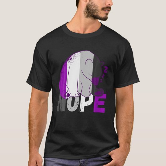 T-shirt Asexual Flag Nope Speeping Bear Ace Asexual LGBQA (Devant)
