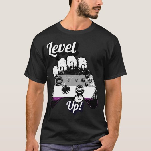 T-shirt Asexual Pride Level Up Tiger Paw Controller Shirt (Devant)