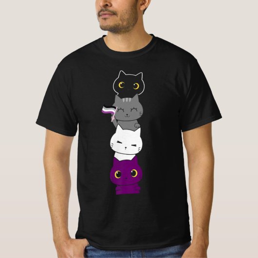 T-shirt Asexuality Flag Animal Cat Ace Pride Demisexual (Devant)