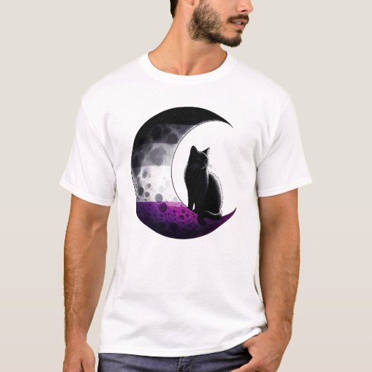 T-shirt Asexué Pride LGBT Space Cat Moon LGBT (Devant)