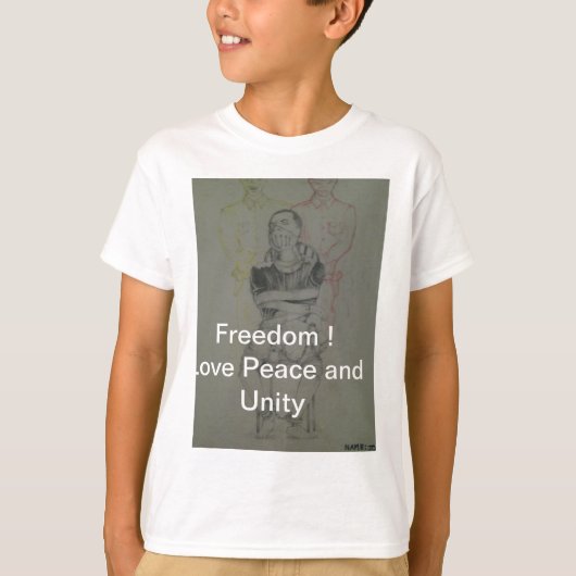 T-shirt Ash Grey : Lovely Freedom Peace and Unity (Devant)