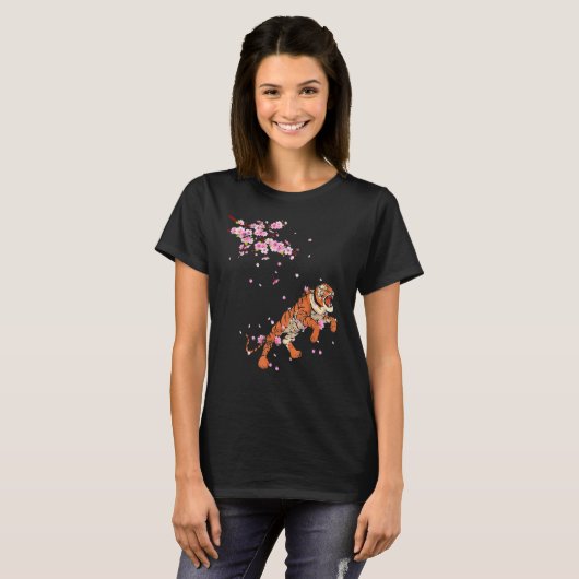 T-shirt Asia Wild Animal Cherry Blossom Predator Sakura Tr (Devant entier)