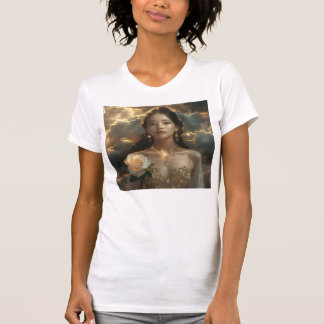 T-shirt Asian Beauty With White Rose