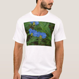 T-shirt Asiatique Dayflower Bleu Fleur sauvage Vêtements e