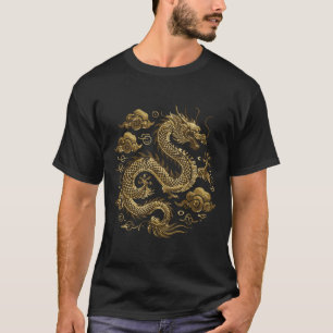 T-shirt Asiatique Dragon Nuages Chinois Vintage Japonais H