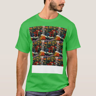 T-shirt Asiatique sans couture Motif Vieux Japonais Chinoi