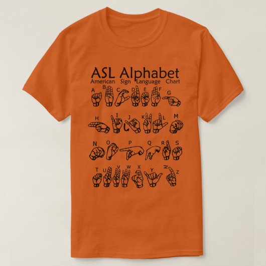 T-shirt ASL Alphabet American Sign Language Chart (Design devant)