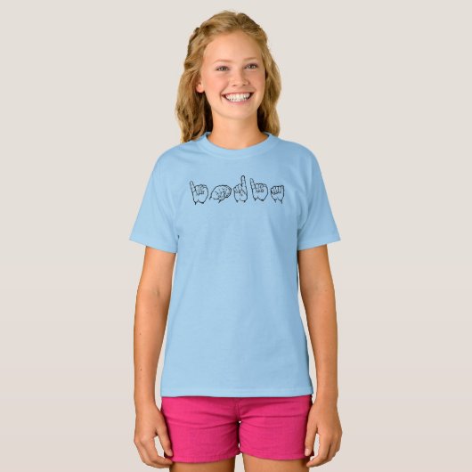 T-shirt ASL American Sign Language Doigt épelé Inde  (Devant entier)