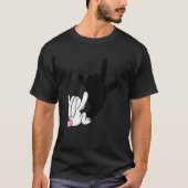 T-shirt ASL Bunny Réflexion I Love You Hand Sign Language (Devant)