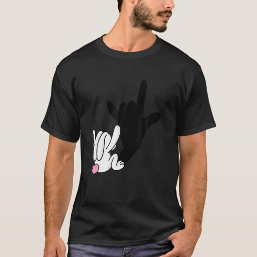 T-shirt ASL Bunny Réflexion I Love You Hand Sign Language (Devant)