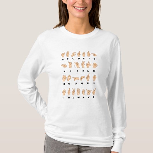 T-shirt ASL Enseignant de l'alphabet main (Devant)