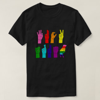 T-shirt ASL Hands - Rainbow Resistance Message