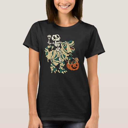 T-shirt ASL Happy Halloween Party Skeletons T-Rex Fun Wome (Devant)