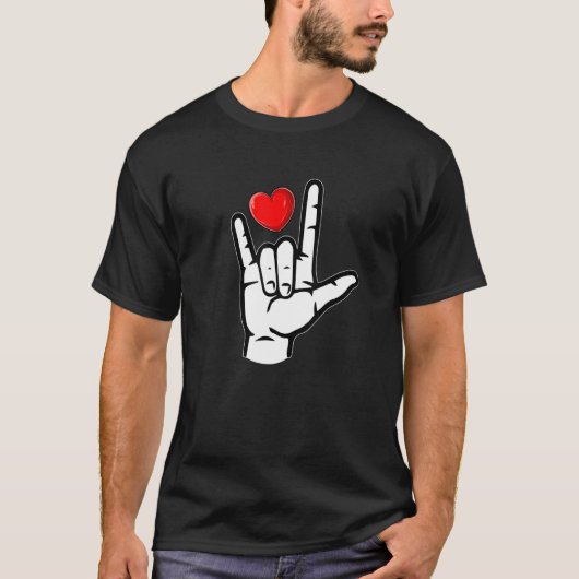 T-shirt Asl I Love You American Sign Language Asl (Devant)