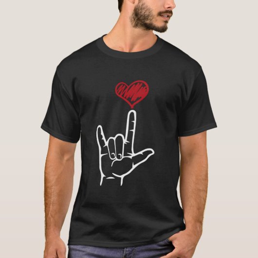 T-shirt Asl I Love You Hand He American Sign Language (Devant)