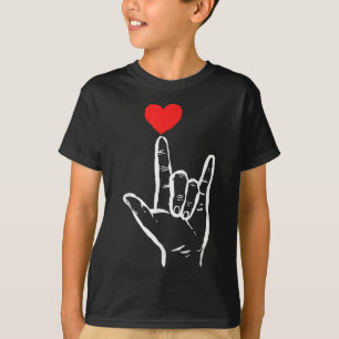 T-shirt Asl I Love You Hand Heart American Sign Language V