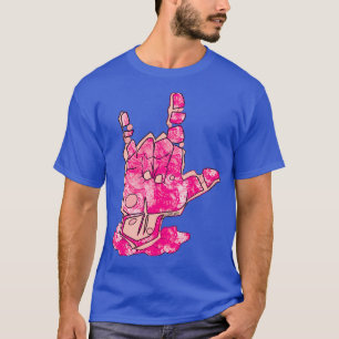 T-shirt ASL I Love You Hand Pink