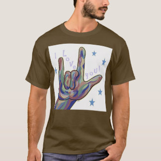 T-shirt ASL I Love You in Denim and Camouflage Colors