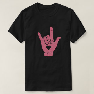 T-shirt ASL "I Love You" Langue des Signes Main avec Coeur