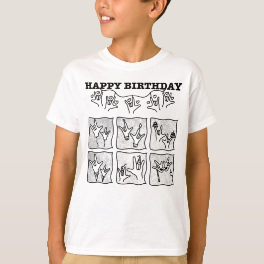T-shirt ASL ILY Obsession - Happy Birthday!  (Devant)