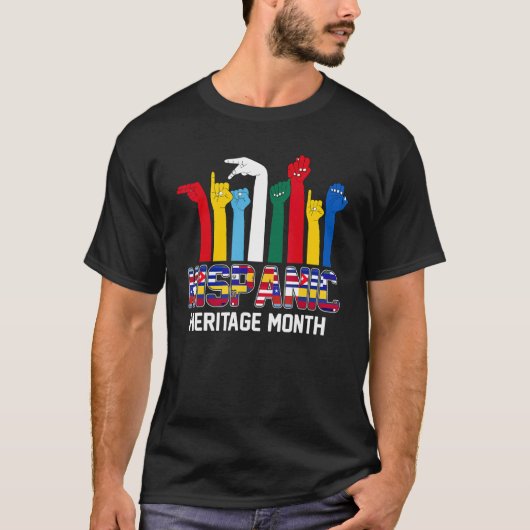 T-shirt ASL Langue Pays Drapeaux Latinx Hérite hispanique (Devant)