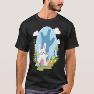 T-shirt ASL Lapin Pâques Réflexion I Love You Hand Sign L