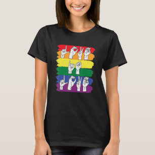T-shirt Asl Lgbtq Langue Signale Américaine L'Amour Est Am