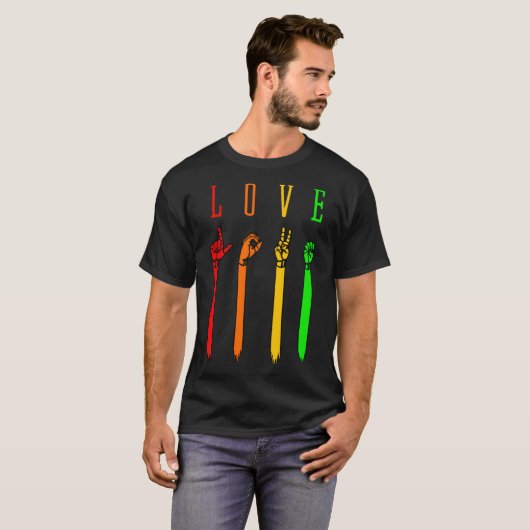 T-shirt ASL love Sign Language Hand Talking Enseignants In (Devant entier)