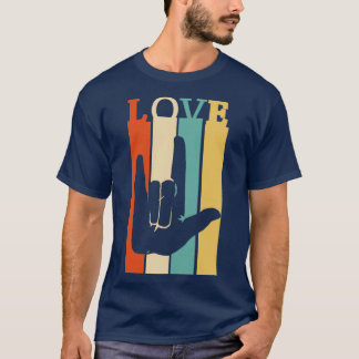 T-shirt ASL Love Vintage Retro Sign Language Design 1