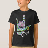 T-shirt ASL Love You Main Sign Language Butterfly Deaf Awa (Devant)