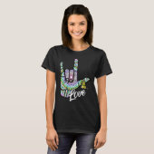 T-shirt ASL Love You Main Sign Language Butterfly Deaf Awa (Devant entier)