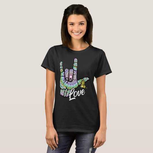 T-shirt ASL Love You Main Sign Language Butterfly Deaf Awa (Devant entier)